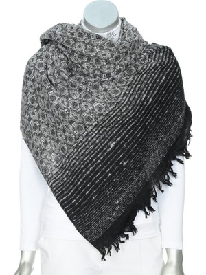 Sanalbolluk Siyah Beyaz Karışımlı Kışlık Şal