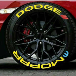 Dodge Mopar Sarı Kalıcı Lastik Yazısı Dodge Mopar Sticker 8 Kit