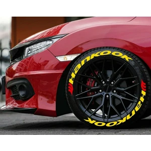 Hankook Sarı Kalıcı Lastik Yazısı Hankook Sticker 4 Kit