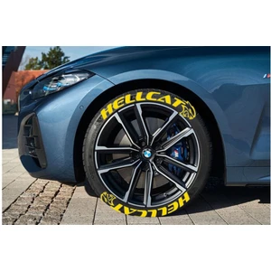 Hellcat Sarı Kalıcı Lastik Yazısı Hellcat Sticker 4 Kit