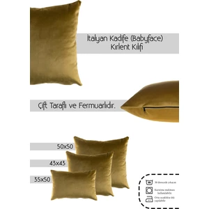 Cango Home Hardal Sarı Kadife (Babyface) Çift Taraflı Kırlent Kılıfı
