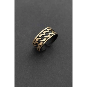 Trend Collection Zincir Desen Siyah-Gold Model Ayarlanabilir Unisex Yüzük