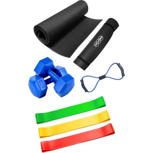 Egzersiz Pilates Seti Pilates Minderi 3 Adet Direnç Lastiği Sekizgen Lastik ve 1 kg Çiftli Dambıl