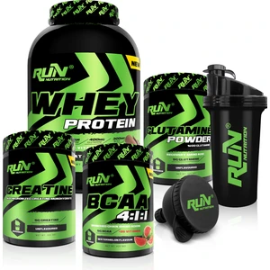 Run Nutrition Kas Kütlesi Ve Vücut Geliştirme Paketi (Whey Protein 2.4kg,Creatine,Glutamine,Bcaa) + Shaker + Huni