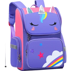 Black Tea Ilkokul Öğrencilerinin Okul Çantaları 1-3-6 Sınıfları Karikatür Sırt Çantası Sırt Koruması Hafif Tek Boynuzlu At Çocuk Okul Çantası