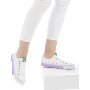 Benetton® | BN-30176 - 3374 Beyaz Lila  - Kadın Spor Ayakkabı