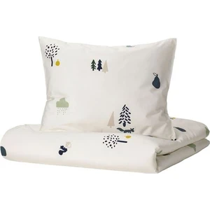 IKEA Tek Kişilik Çocuk Nevresim Takımı  Meridyendukkan BEYAZ,DESENLI-150X200/50X60 Cm-Çarşafsız