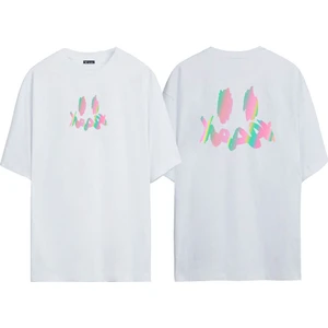 The Wert Ünisex Gülen Yüz Baskılı Beyaz Oversize Tshirt