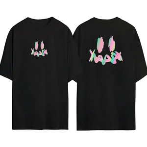 The Wert Ünisex Gülen Yüz Baskılı Siyah Oversize Tshirt