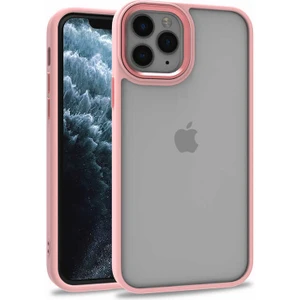 Apple iPhone 12 Pro Kılıf Flora Sert Silikon Arkası Cam Şeffaf Pembe