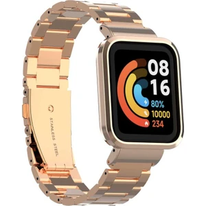 Case 4U Xiaomi Redmi Watch / Mi Watch Lite Metal Katlamalı Kordon Kayış KRD-60 Rose Gold