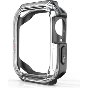 Case 4U Apple Watch 7 45mm Sert PC + Silikon Kasa Koruyucu Gard 08 Füme