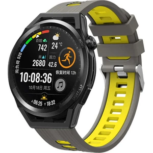 Case 4U Xiaomi Mi Watch Color Sert Silikon Kare Delikli Klasik Kordon Kayış KRD-55 Gri - Sarı