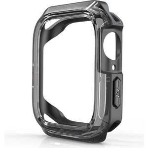 Case 4U Apple Watch Seri 40mm Sert PC + Silikon Kasa Koruyucu Gard 08 Siyah