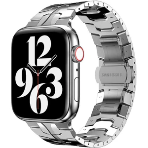 Case 4U Apple Watch Seri 7/6/SE/5/4 Metal Kordon Kayış 42mm 44mm 45mm KRD-63 Gümüş