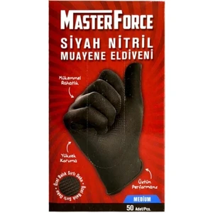 Master Force Balık Sırtı Nitril Eldiven (M Beden) 50'li Siyah