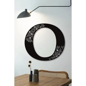 Çiçekli Büyük Dekoratif Harf 30 cm Siyah Duvar Süsü Hediye Isim Baş Harfi