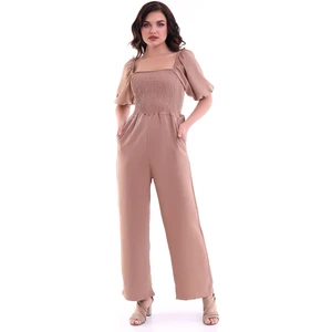 Kısa Kollu Tulum Pudra MDNSS60