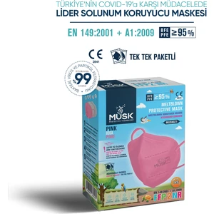 Ffp2 Çocuk Maske Pembe Renk Xs 10 Adet