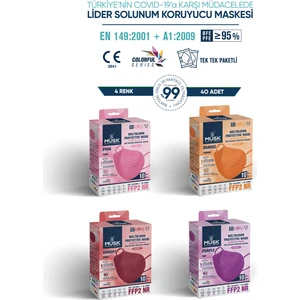 Ffp2 Maske 40 Adet (Mor,bordo,turuncu,pembe)