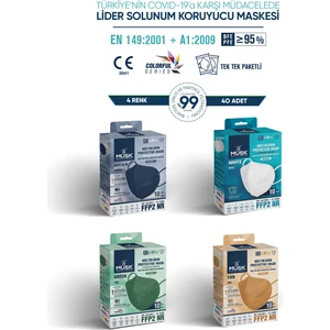 Ffp2 Maske 40 Adet (Lacivert,beyaz,yeşil,taba)