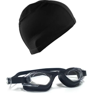 Yetişkin Silikon Yüzücü Gözlüğü ve Likra Yüzücü Bonesi Yüzücü Seti Havuz Seti