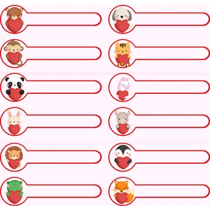 Tellgraf Reklam Hizmetleri Kalp Temalı Kalem Etiket Setleri  1 x 4  cm 100 Adet