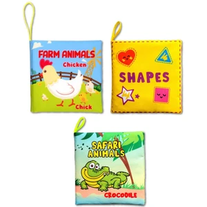3 Kitap Tox Ingilizce Şekiller , Çiftlik ve Safari Hayvanları Kumaş Sessiz Kitap E119 E130 E131 - Bez Kitap , Eğitici Oyuncak , Yumuşak ve Hışırtılı