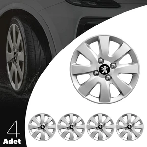 Peugeot 207 15 Inç Jant Kapağı Amblemli Gri 4'lü Set 127