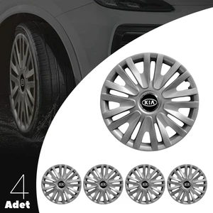 Kia Picanto 14 Inç Uyumlu Jant Kapağı Amblemli Gri 4'lü Takım 123