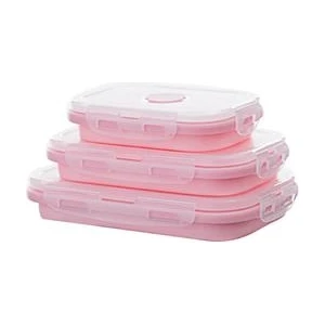 Bento Kutusu Öğle Yemeği Kutusu Silikon Katlanır 350/500/800 ml 3 Parça Set (Yurt Dışından)