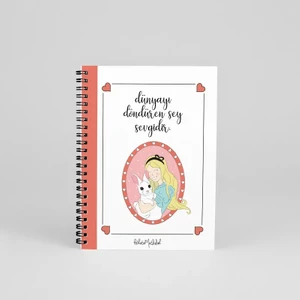 N038 A5 Tasarım Spiralli Defter - Alice Kırmızı Kapaklı