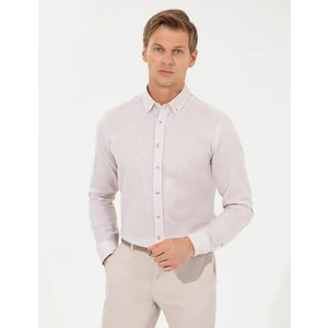 Pierre Cardin Erkek Bej Slim Fit Uzun Kollu Gömlek 50247542-VR011