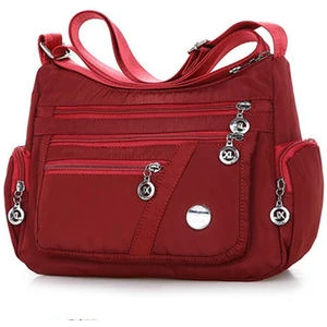 Moda Su Geçirmez Naylon Kadın Tek Omuz Crossbody Rahat Messenger Kırmızı Çanta (Yurt Dışından)