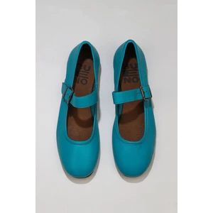 Bueno Shoes Turkuaz Deri Kadın Düz Babet