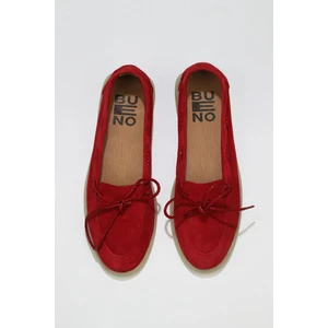 Bueno Shoes Kırmızı Süet Kadın Düz Babet