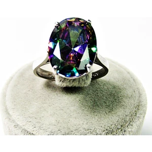 Lilah Gümüş Tr Mistik Topaz Oval Taşlı Gümüş Kadın Yüzük