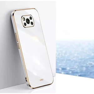M.TK Moveteck Xiaomi Redmi Poco X3 X3 Pro Uyumlu Kılıf Kamera Lens Korumalı Parlak Gold Kenarlı Yumuşak Renkli Silikon