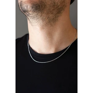 The Collection Unisex Gümüş Ince Yılan Model Çelik Zincir Erkek Kolye