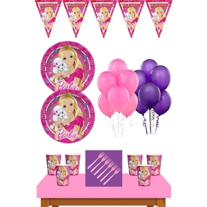 Parti Malzemeleri 16 Kişilik Barbie Doğum Günü Süsleri Seti Ekonomik