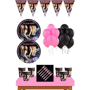 Black Pink  Parti Malzemeleri 16 Kişilik  Doğum Günü Süsleri Seti Ekonomik