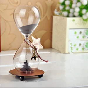 Keyfim Shop Cam Kum Saati Manyetik Metal Standlı Mıknatıslı 15 x 8 cm