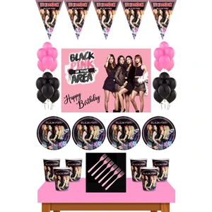Black Pink  Doğum Günü 16 Kişilik Afişli  Parti Malzemeleri Seti
