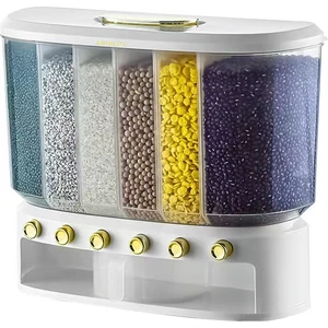 Love Home 6 Bölmeli Bakliyat Saklama Kutusu - Beyaz (Yurt Dışından)