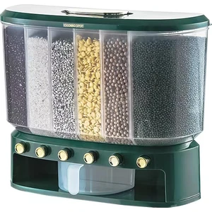 Love Home 6 Bölmeli Bakliyat Saklama Kutusu - Koyu Yeşil (Yurt Dışından)