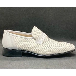 Adnan Shoes Erkek Hakiki Deri Örgülü Dikişli Hakiki Kösele Elyapımı Ayakkabı