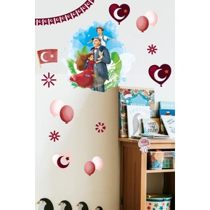 23 Nisan Atatürk ve Çocuk Okul Kreş Cam Duvar Süslemesi Stiker Seti