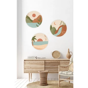 Bohem Tarzı 3'lü Yuvarlaklar Özel Tasarım Duvar Sticker