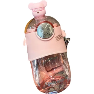 630ML Çocuk Su Bardağı Yaz Samanlı Plastik Taşınabilir Su Şişesi (Yurt Dışından)