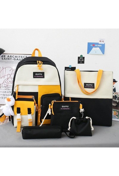 Wst Sırt Çantaları Kadın Okul Çantaları Büyük Kapasiteli 5'li Set (Yurt Dışından)